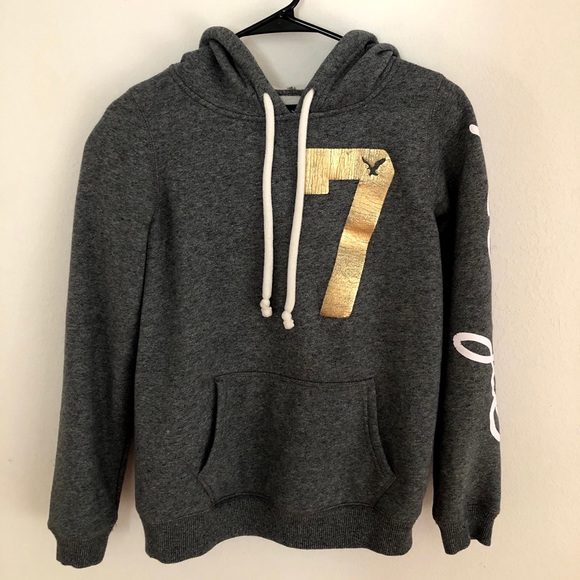 American Eagle Outfitters Logo Gray Hoodie Size S - Picture 1 of 6